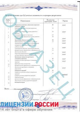 Образец приложение к диплому (страница 2) Наро-Фоминск Профессиональная переподготовка сотрудников 