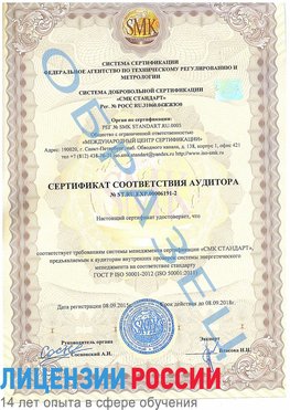 Образец сертификата соответствия аудитора №ST.RU.EXP.00006191-2 Наро-Фоминск Сертификат ISO 50001